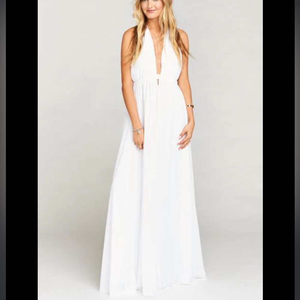 Show me your MuMu White Halter Maxi Dress